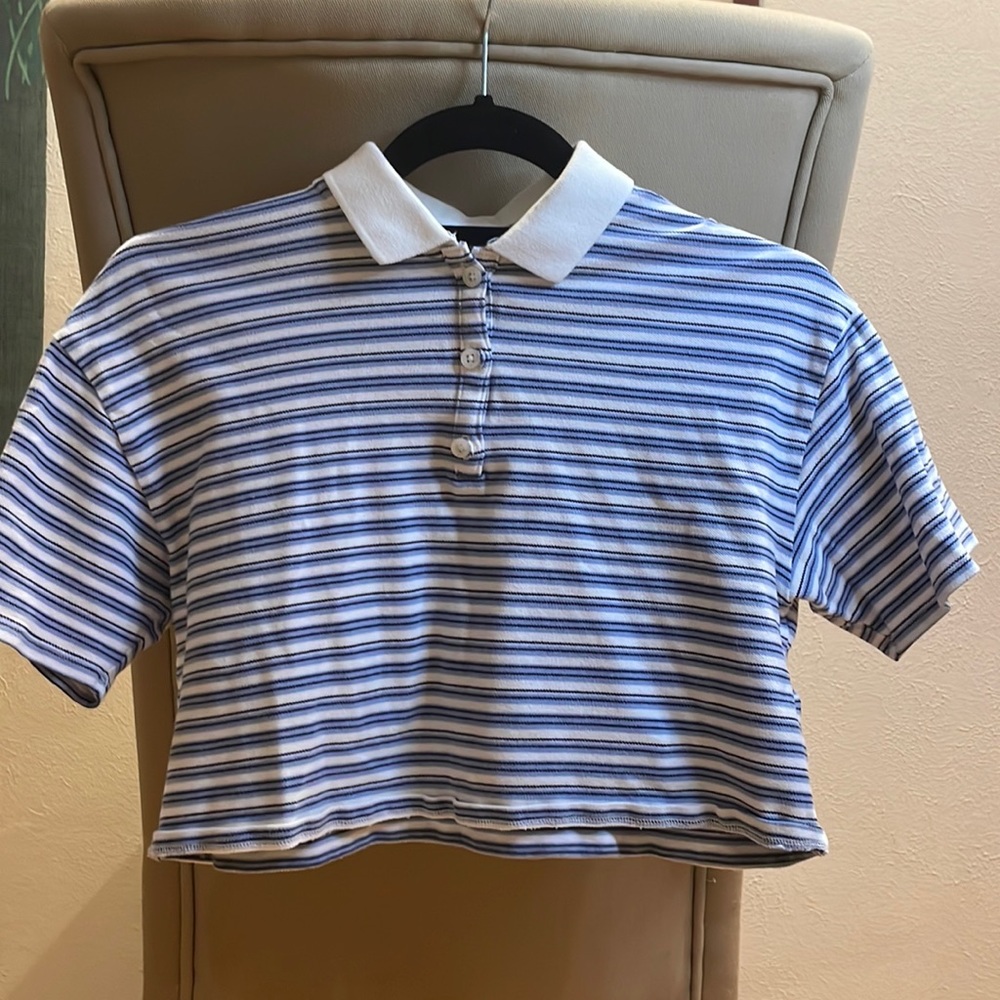 Striped Button Up Crop Top